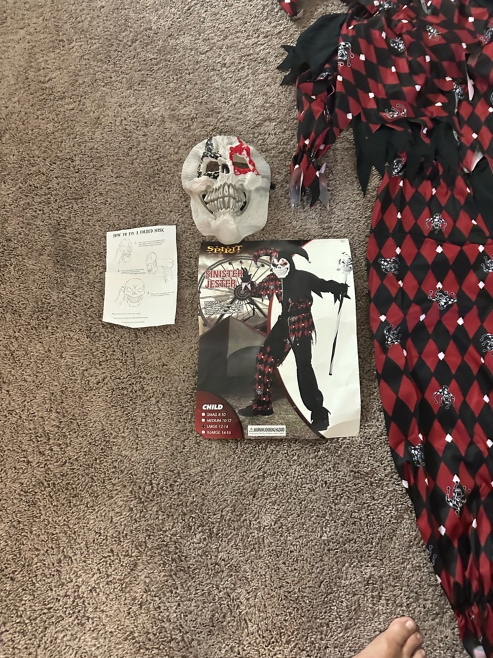Spirit Sinister Jester Costume - Red and Black Harlequin
